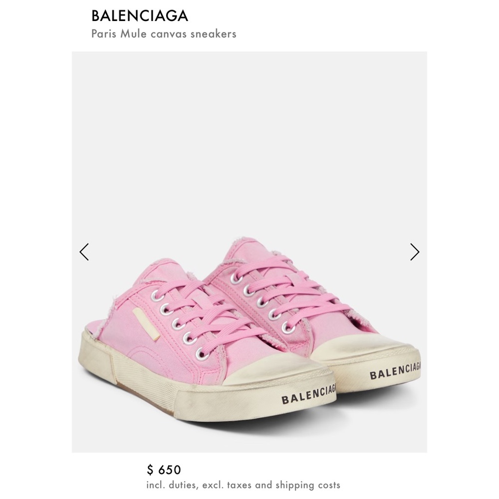 Balenciaga paris mule distress canvas sneakers